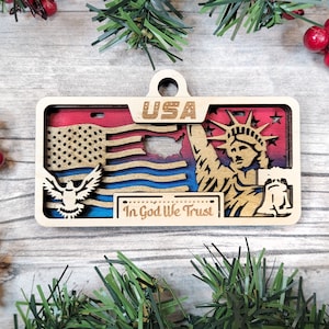 Personalized USA Ornament - State License Plate Christmas Ornament Collection