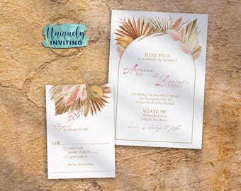 Bohemian Dried Foliage Invitations