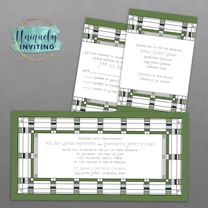 Frank Lloyd Wright-inspired Craftsman Stained Glass 3 Invitations