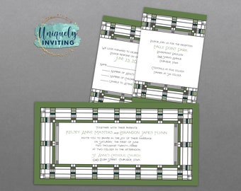 Frank Lloyd Wright-inspired Craftsman Stained Glass 3 Invitations