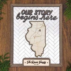 Personalized Illinois Map State Sign with Lots of Options!