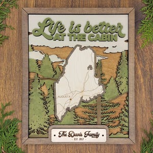 Personalized Maine Map State Sign with Lots of Options!