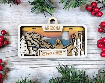 Personalized Arizona Ornament - State License Plate Christmas Ornament Collection