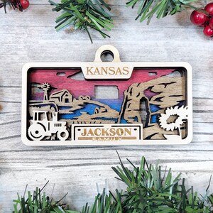 Personalized Kansas Ornament - State License Plate Christmas Ornament Collection