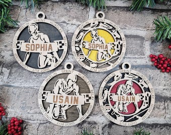 Décoration personnalisée d'athlète d'athlétisme, homme ou femme - Collection d'ornements de sport