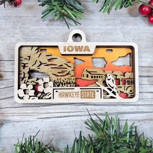 Personalized Iowa Ornament - State License Plate Christmas Ornament Collection