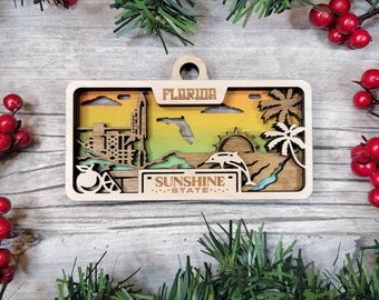 Personalized Florida Ornament - State License Plate Christmas Ornament Collection