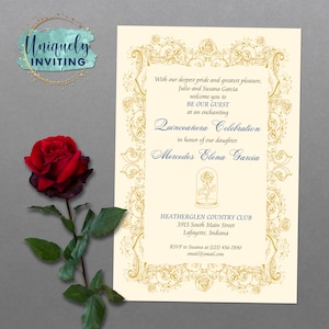 Quinceanera Damas and Chambelanes Card in Spanish. Tarjeta 