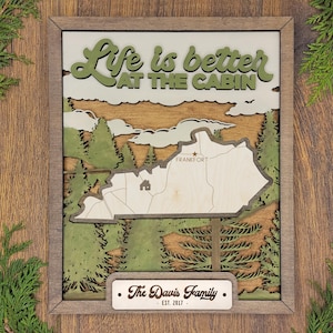 Personalized Kentucky Map State Sign with Lots of Options!