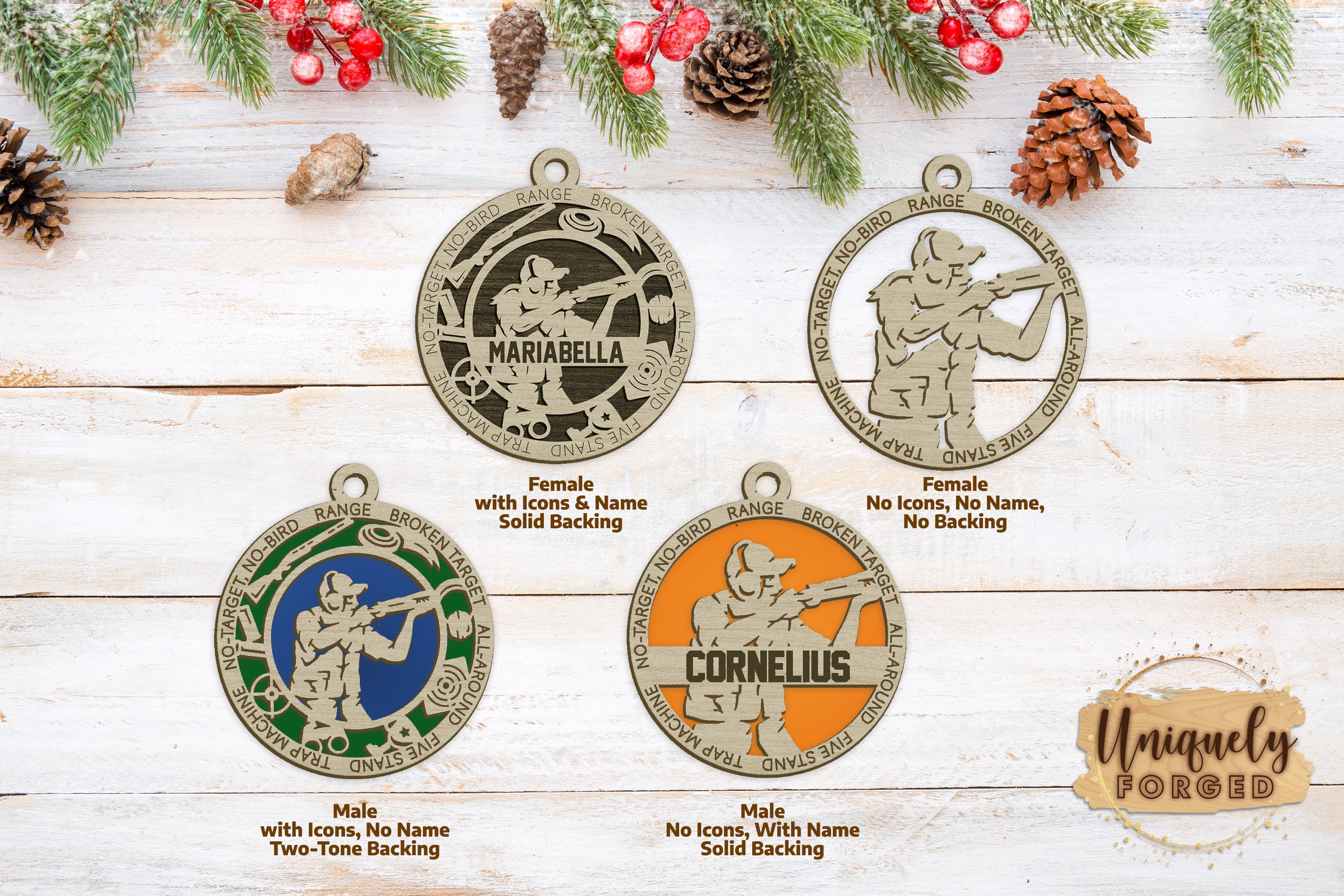Personalisierte männliche oder weibliche Trap / Skeet Shooting Ornament - Sport Ornament Kollektion