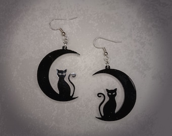 Finished Acrylic "Halloween Cat" Earrings - Custom Laser-Cut Jewelry Collection