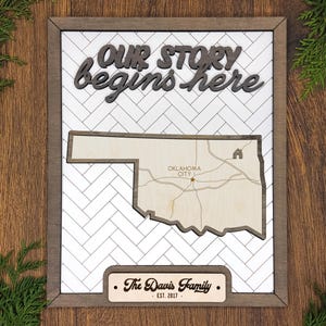 Personalized Oklahoma Map State Sign with Lots of Options!