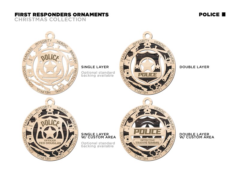 Personalized Police Officer Ornament First Responder Ornament Collection image 2