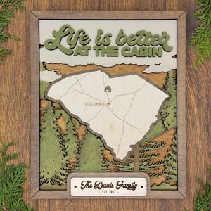 Personalized South Carolina Map State Sign with Lots of Options!
