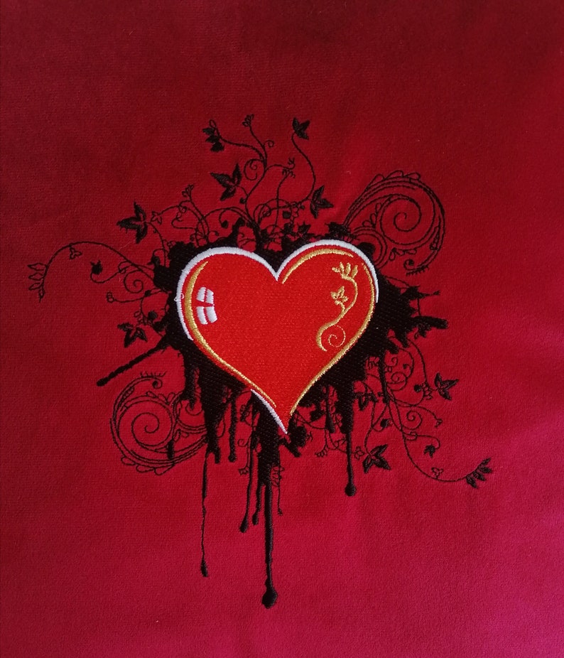 high quality velvet gold addons embroidered red pillowcase with a heart