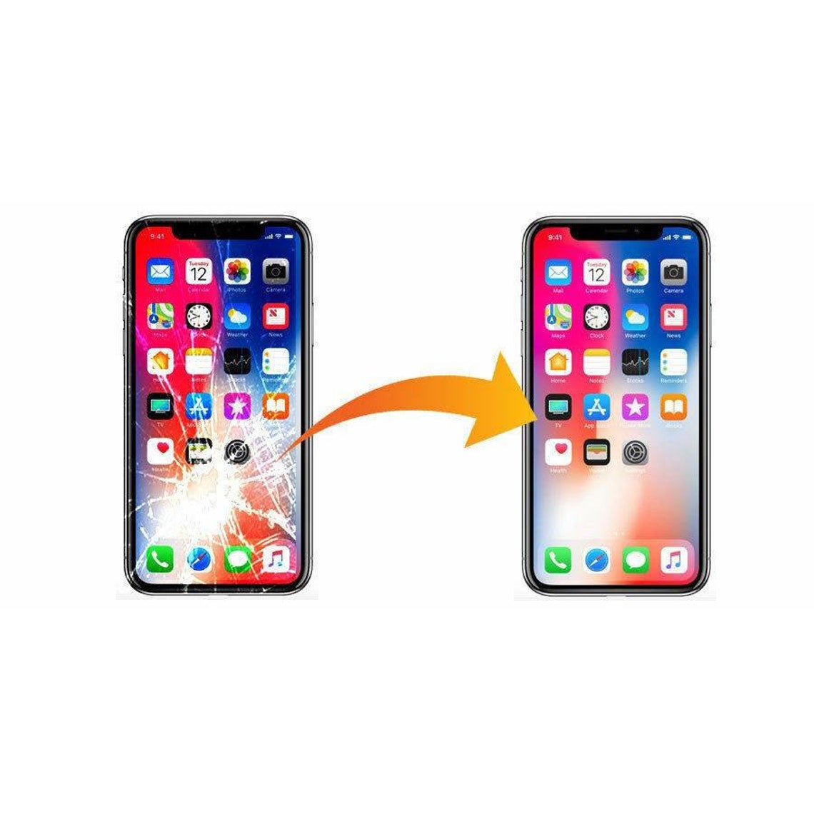 Iphone X Cracked Glass Broken Screen Refurbishing Repair | Etsy