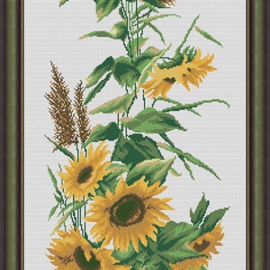 Cross Stitch Hand Embroidery Kit with Pattern. Sunflowers. Limited edition. Cross Stitch Gift Idea. Big Beatifull DIY kit.