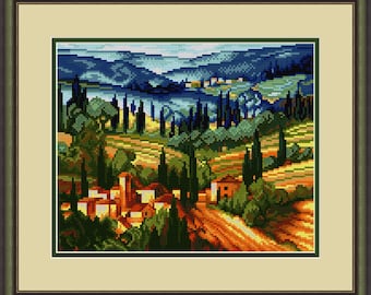 Cross Stitch Hand Embroidery Kit with Pattern. Landscape. Limited edition. Cross Stitch Gift Idea. Beatifull DIY kit.