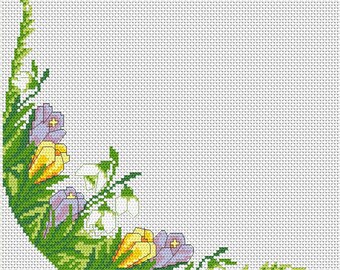 Cross Stitch Hand Embroidery Kit with Pattern. Towel with white flowers. Limited edition. Cross Stitch Gift Idea. Big Beatifull DIY kit.
