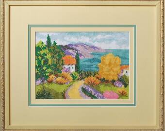Cross Stitch Hand Embroidery Kit with Pattern. Landscape. Limited edition. Cross Stitch Gift Idea. Small crossstitch kit.