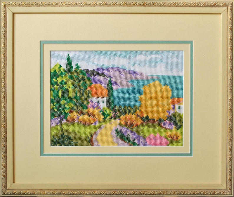 Landscape Cross Stitch Hand Embroidery Kit with Pattern Small crossstitch kit. Limited edition Cross Stitch Gift Idea