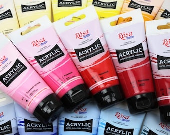 Farba akrylowa ROSA Studio dla studentów i początkujących (75 ml/2,54 fl.oz) Tubki, farby artystyczne do płótna, kamienia, drewna, tkanin, artykuły artystyczne