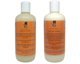 Natural shampoo and conditioner for babies with cradle cap, dryness and hair loss or growth