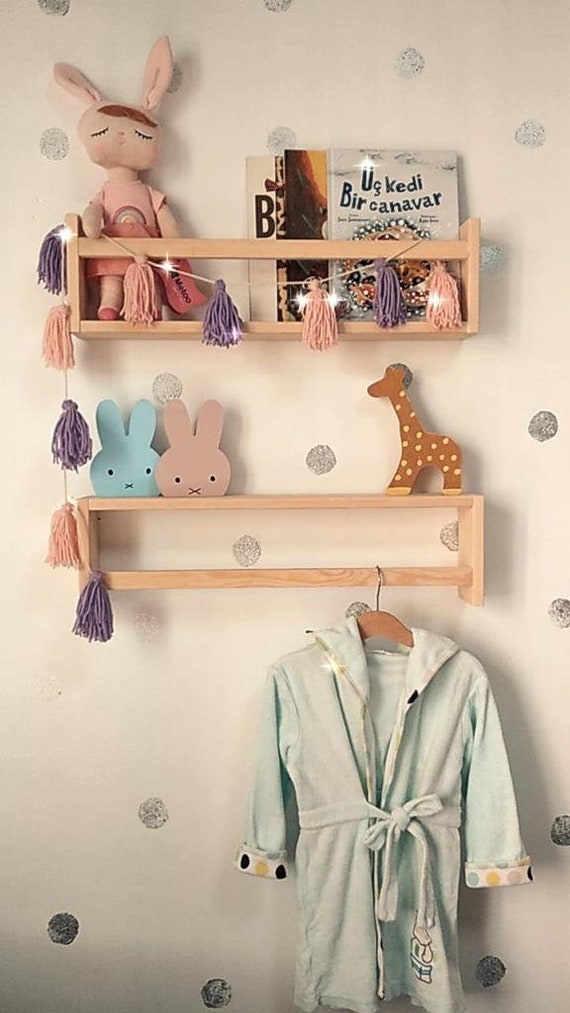 Kids bookshelf and clothes rack set Children's clothing rack and