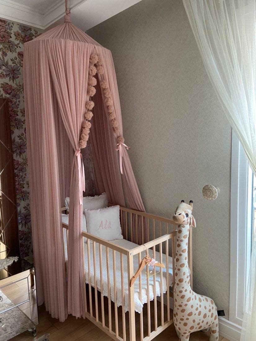 pink crib canopy
