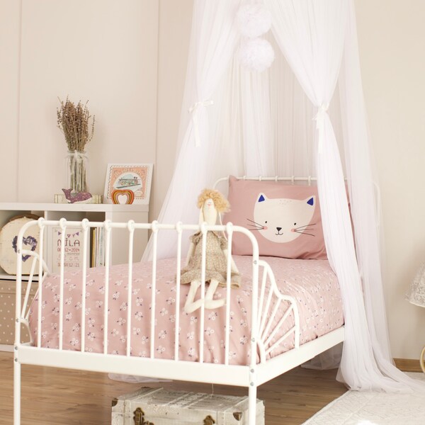 White Tulle canopy, White Canopy Bed, Reading Nook Tent, Bed Canopy, Tulle Hanging Tent, Princess Baldachin, Nursery Crib baldachin