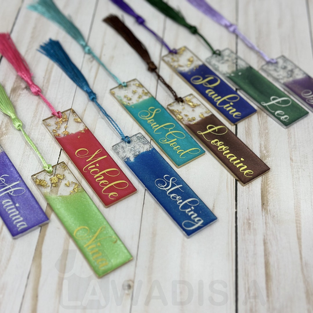 Personalized Resin Bookmark: Handmade With Gold/silver Flakes - Etsy