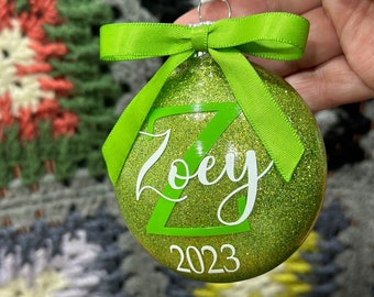 Personalized Glitter Christmas Ornament 2024: Custom Name Holiday Decor