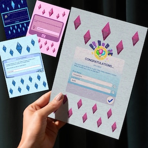 Druckbare SIMS Baby Karte | Personalisierbar Name, Sims-Thema Geburtsankündigung, Plumbob Gamer Karte, neues Eltern Geschenk, Grußkarte, DIY