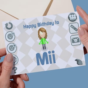 Cartão comemorativo estilo MII para impressão | Personalizado, Nintendo Wii, Presente para jogadores, Download digital, Jogos retrô, Aniversário nostálgico faça você mesmo, Imprima em casa