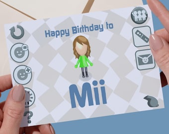 Custom Nintendo Wii Mii Birthday Card: Retro Gamer Gift (Digital Download)