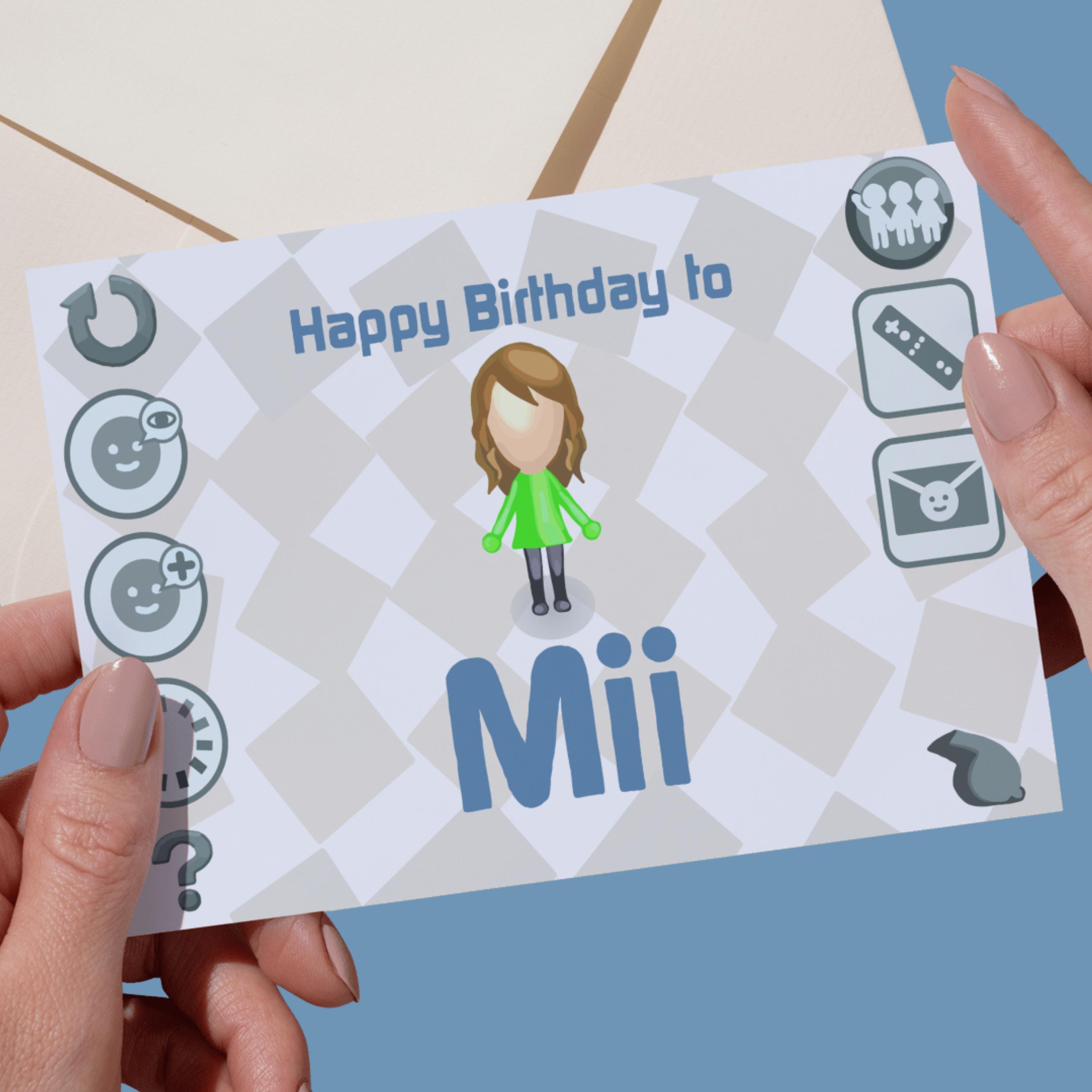 Custom Nintendo Wii Mii Birthday Card: Retro Gamer Gift (digital