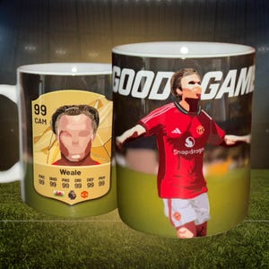 Tasse de football personnalisée de style FC25/FIFA | Carte de joueur et avatar personnalisés, Cadeau de football personnalisable, Fans de football, Premier League, EA Sports