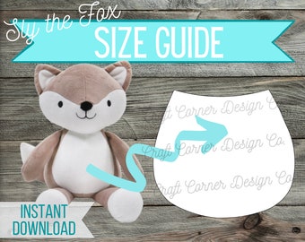 Sly the Fox Size Guides, Fox Stuffed Animal Size Guide For Birth Statistics, Fox Stomach SVG, Lambs and Ivy Size Guide, SVG