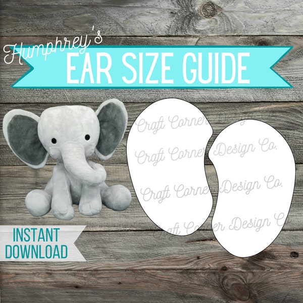 Humphrey The Elephant Ear Size Guides, Elephant Size Guide für Geburtsdaten, Elefanten Ohr SVG, Größenanleitung, SVG