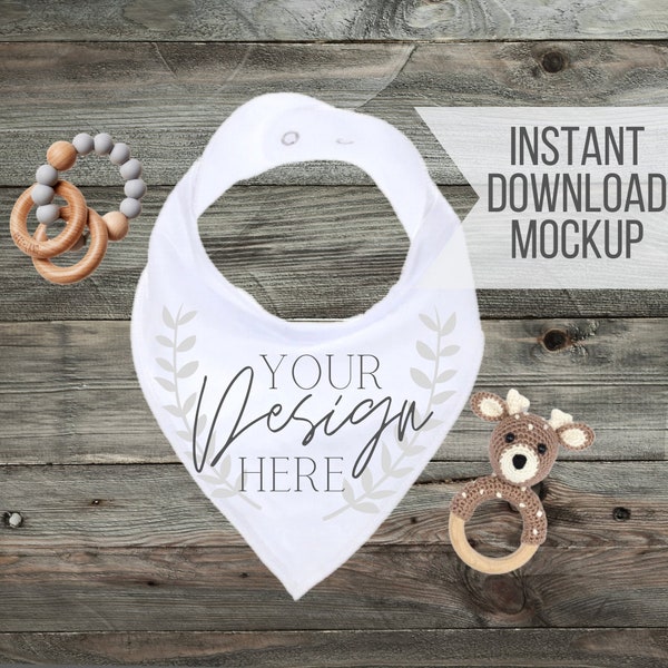 Bandana Style Baby Bib Mockup, Simple White Baby Bib, Bandana Bib Mockup, Carters Bib Mockup, Gerber, Instant Download Mockup