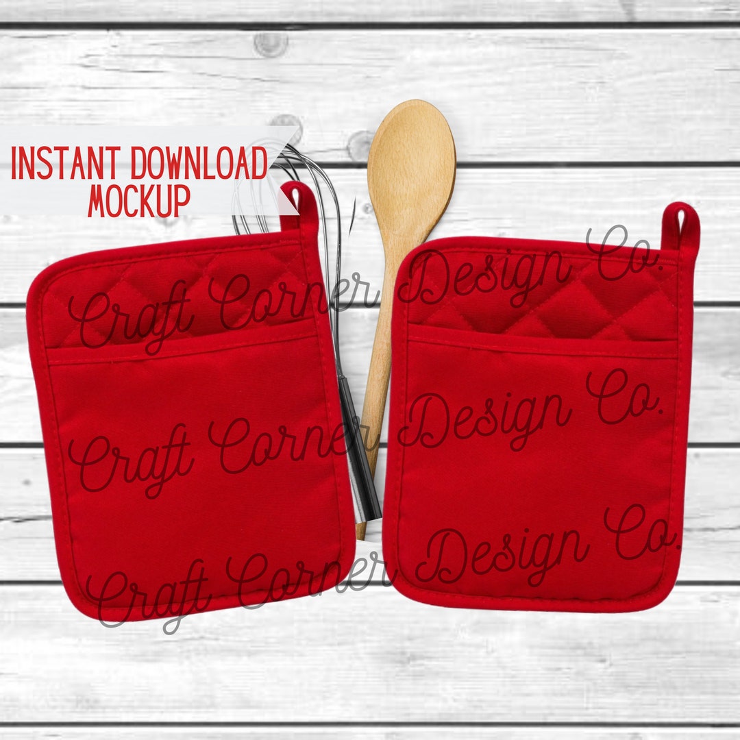 Two Pot Holder Mockup Red Pot Holder Mockup Home Collection Etsy