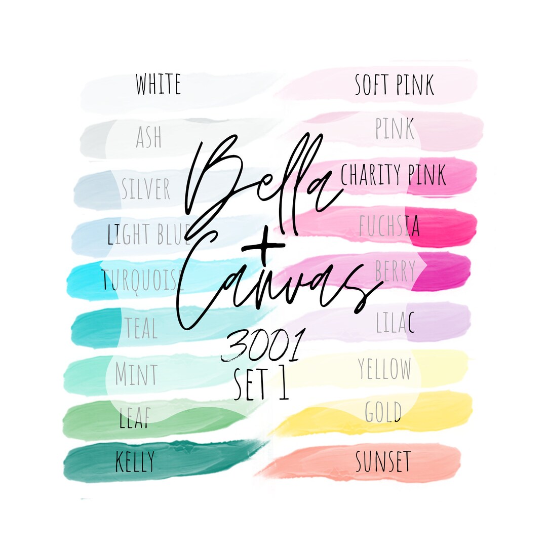 Bella Canvas 3001 Color Chart, Tshirt Color Chart, Bella Canvas Color