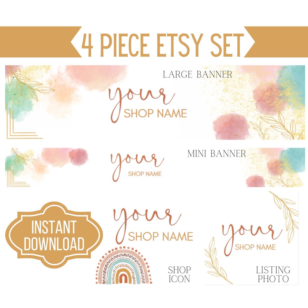 Boho Etsy Banner Set Modern Etsy Banner Set Etsy Listing Etsy