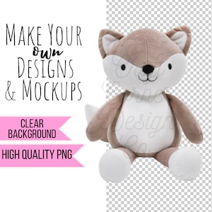May include: A plush brown and white fox toy with a cute face. The toy is sitting on a white background.