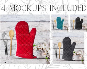 Oven Mitt Mockup Bundel, Home Collections Oven Mitt Mockup, Red Oven Mitt Mockup, Eenvoudig, Barnwood, Grey Oven Mitt Pot Houder