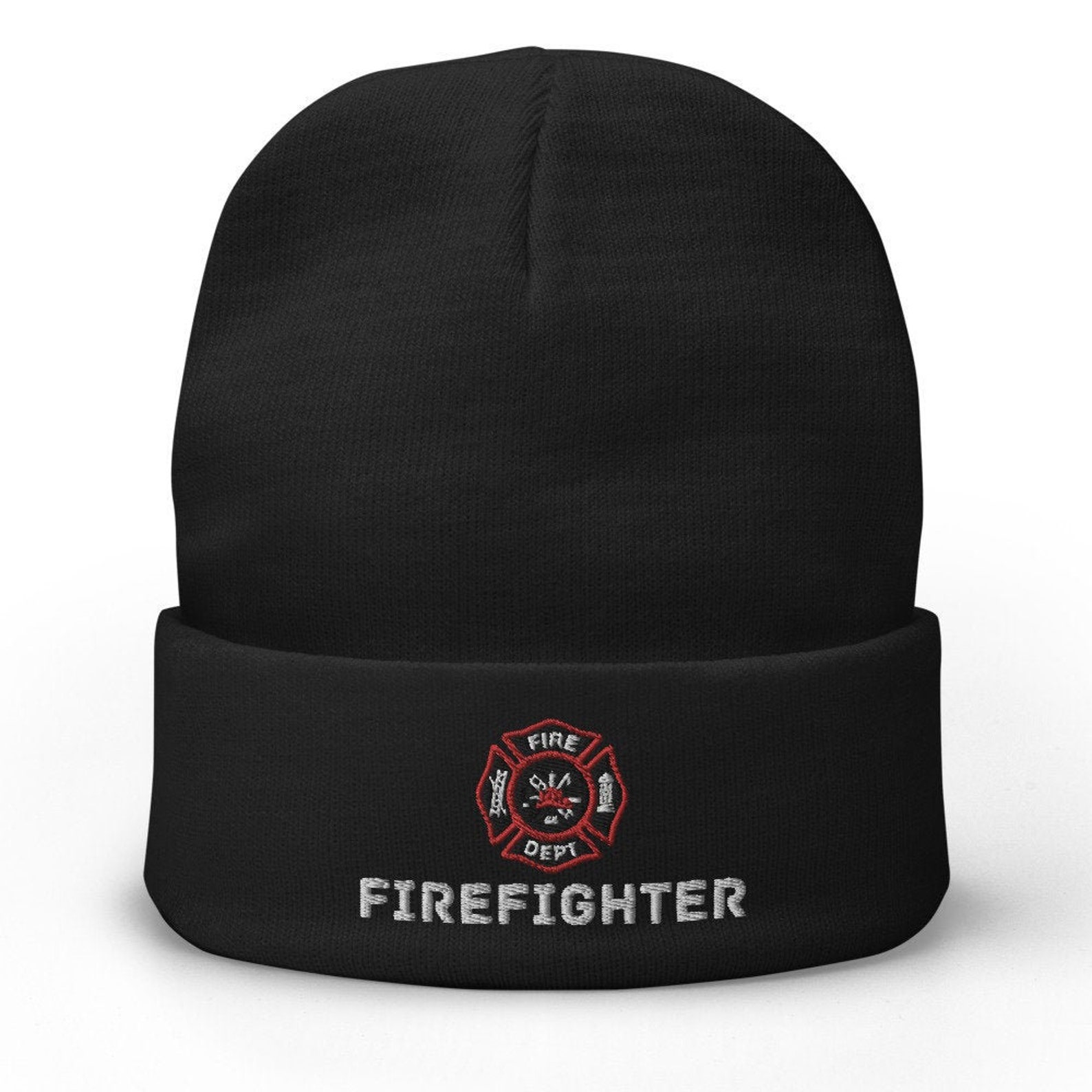 Firefighter Embroidered Beanie Fire Fighter Embroidered Etsy