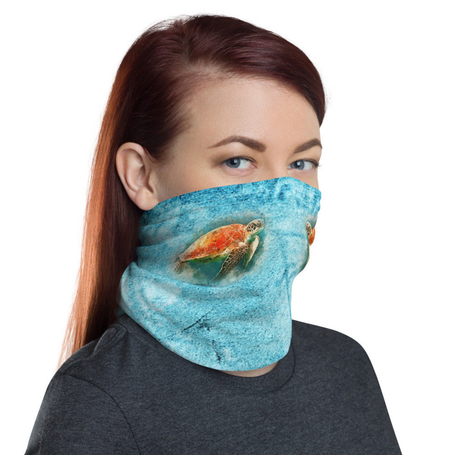 Turtle Neck Gaiter Sand Surf and Tropical Waters Etsy