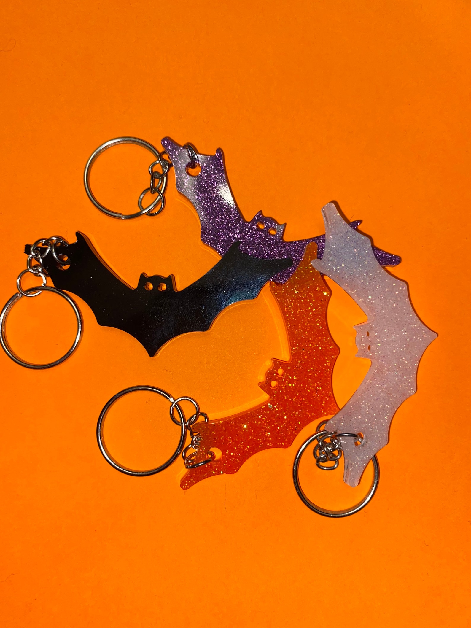 Halloween Inspired Bat Keychains Glitter Keychains Etsy