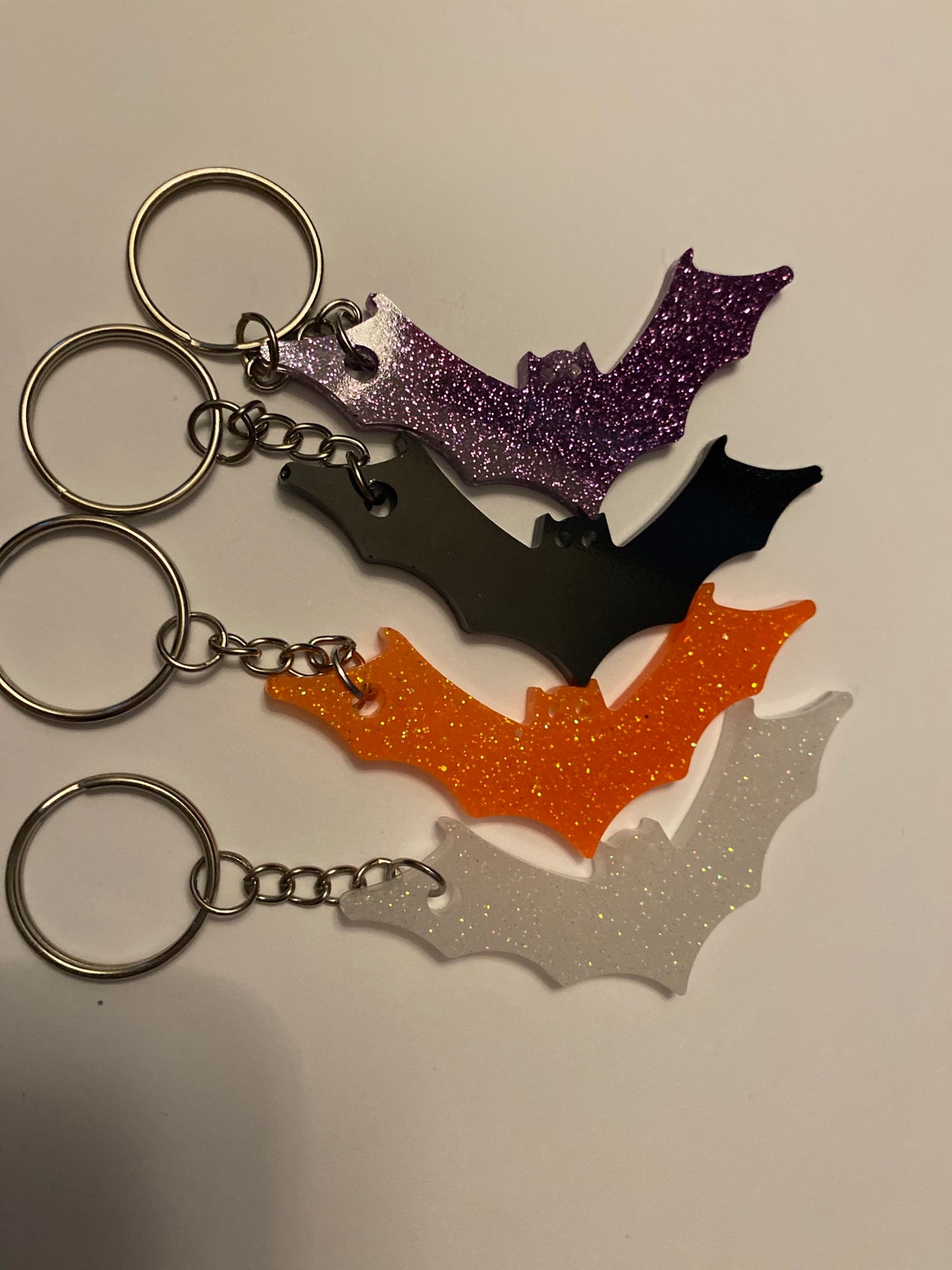 Halloween Inspired Bat Keychains Glitter Keychains Etsy