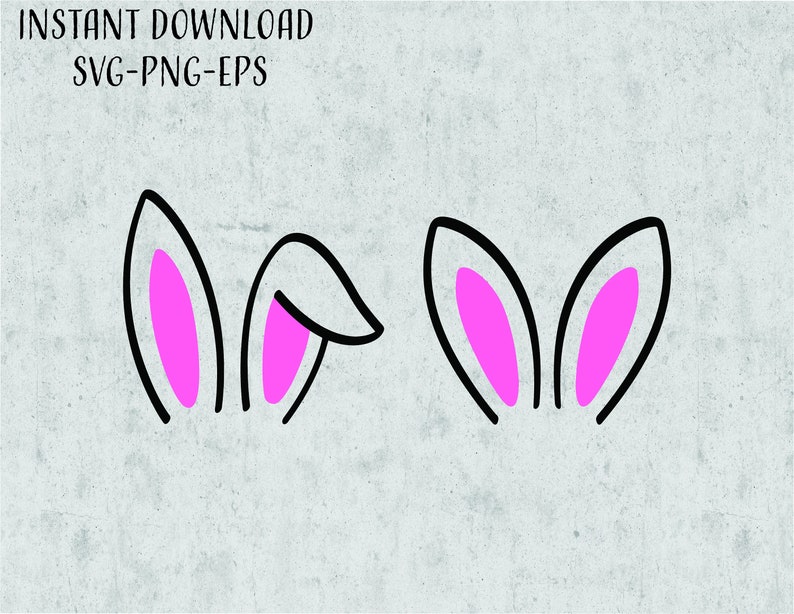 May include: Black bunny ears with pink insides. The ears are outlined in black and have a simple, cartoon-like design.